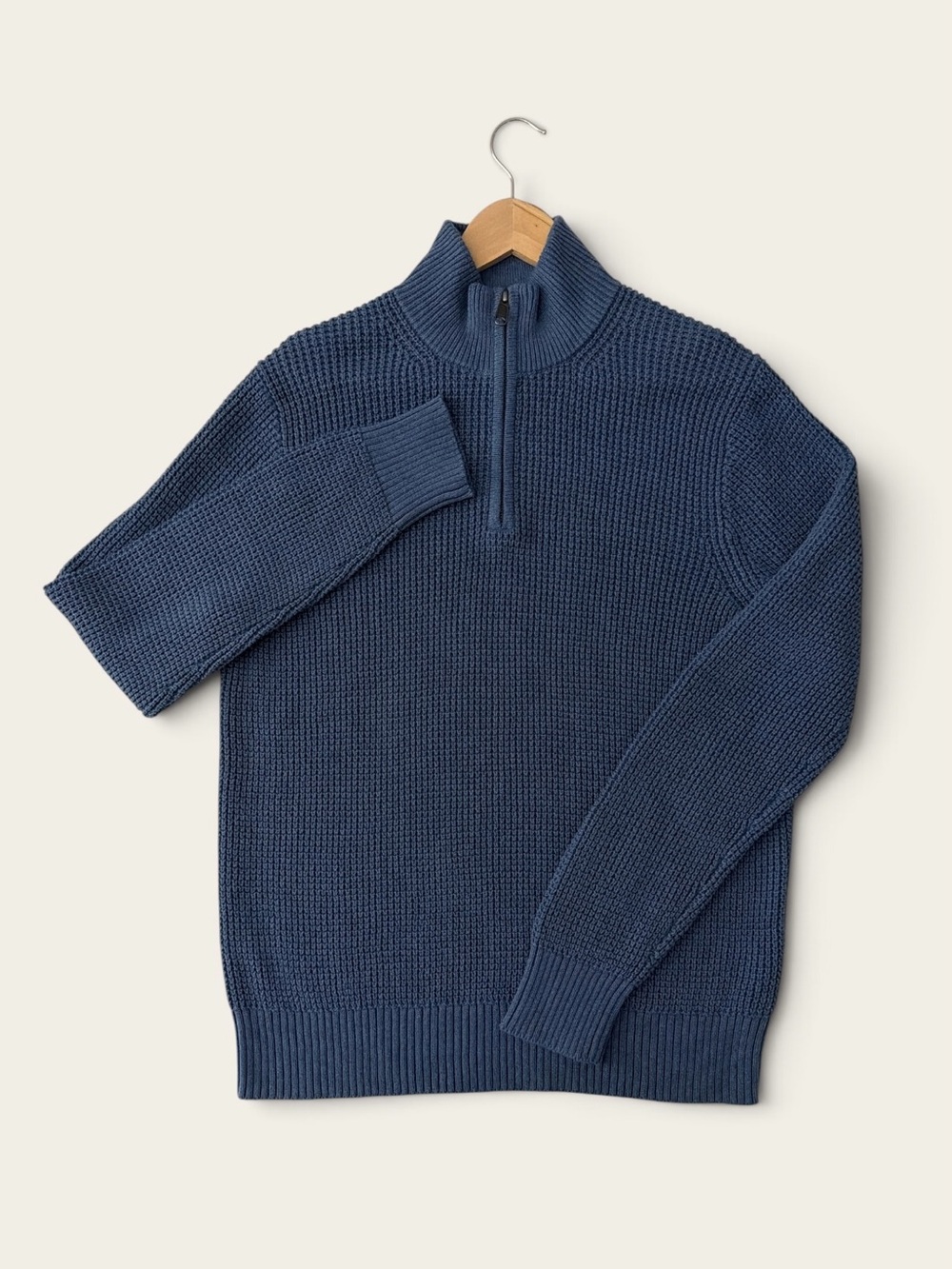 J. Crew Navy Half-Zip Textured Knit Sweater
